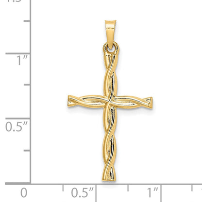 14K Gelbgold 14K Poliert Hohl Gedreht Kreuz Anhänger