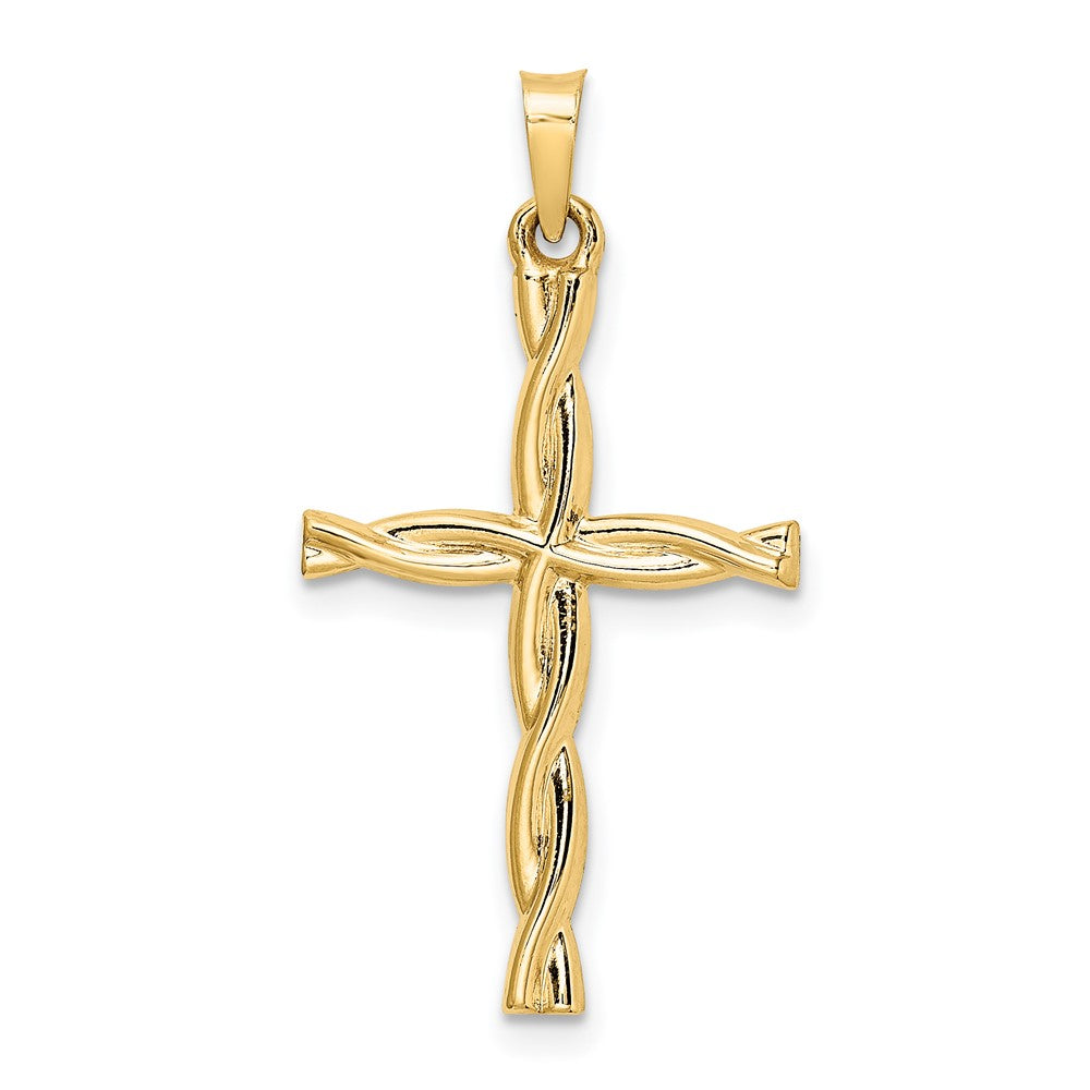 14K Gelbgold 14K Poliert Hohl Gedreht Kreuz Anhänger