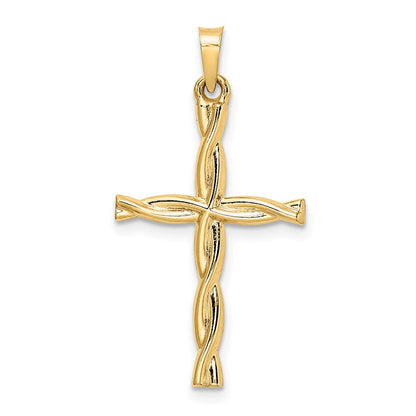 14K Gelbgold 14K Poliert Hohl Gedreht Kreuz Anhänger