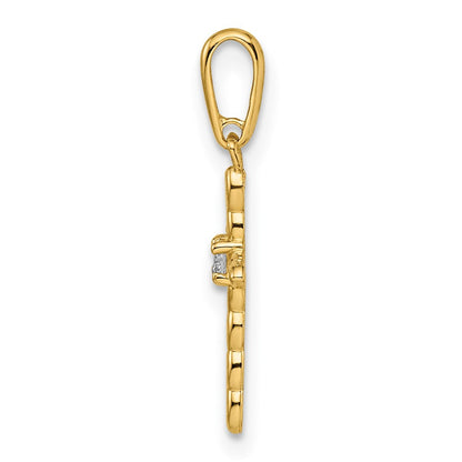 14K Gelbgold 14K Zirkonia Kreuz Anhänger