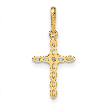 14K Gelbgold 14K Zirkonia Kreuz Anhänger