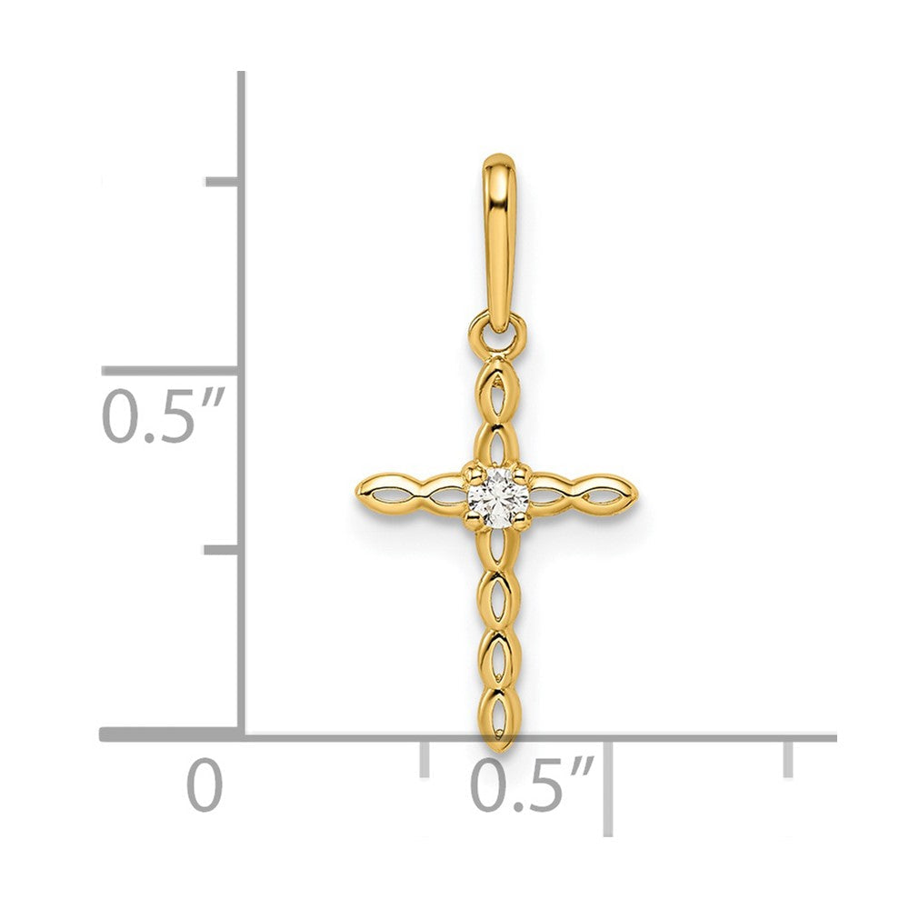 14K Gelbgold 14K Zirkonia Kreuz Anhänger