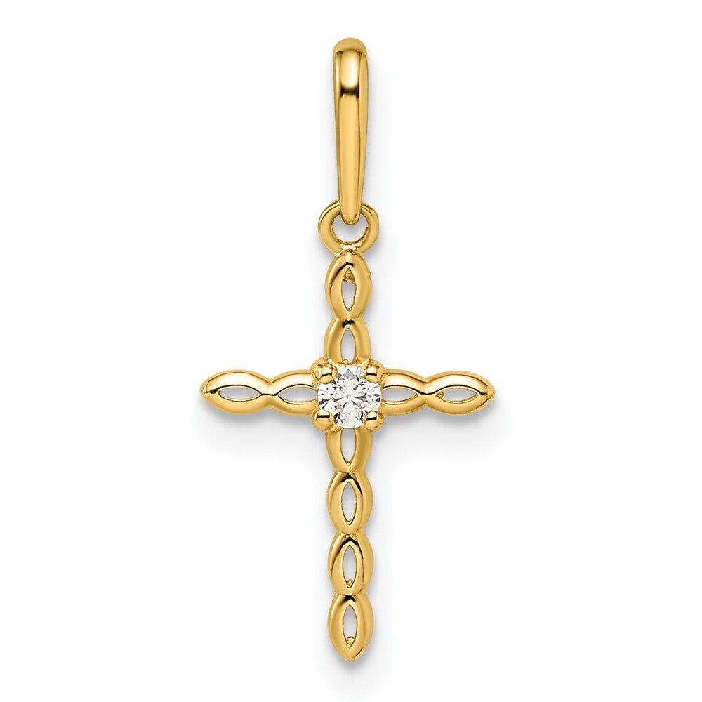 14K Gelbgold 14K Zirkonia Kreuz Anhänger