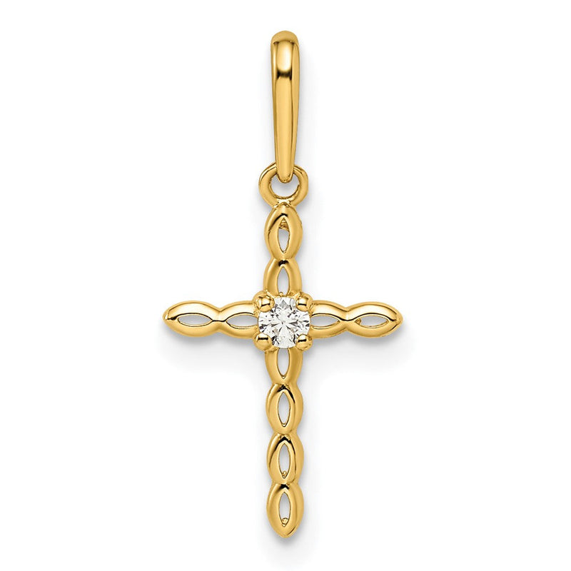 14K Gelbgold 14K Zirkonia Kreuz Anhänger