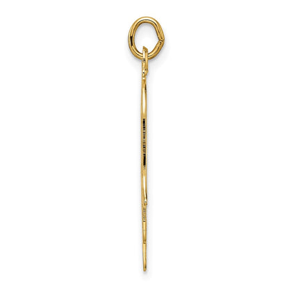 14K Gelbgold Hamsa-Anhänger, poliert und texturiert, massiv