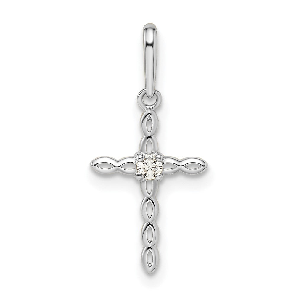 14K Weißgold 14K Weißgold Zirkonia Kreuz Anhänger