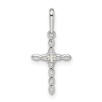 14K Weißgold 14K Weißgold Zirkonia Kreuz Anhänger