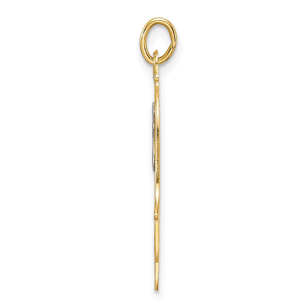 14K Bicolor-Gold Hamsa- und Chai-Symbol-Anhänger, massiv