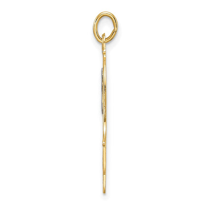 14K Bicolor-Gold Hamsa- und Chai-Symbol-Anhänger, massiv