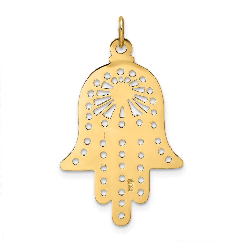 14K Gelbgold Poliertes Massives Filigranes Hamsa-Anhänger** Wait, let me correct the grammar: **14K Gelbgold Polierter Massiver Filigraner Hamsa-Anhänger