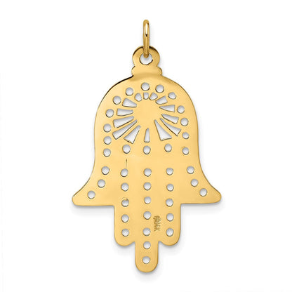 14K Gelbgold Poliertes Massives Filigranes Hamsa-Anhänger** Wait, let me correct the grammar: **14K Gelbgold Polierter Massiver Filigraner Hamsa-Anhänger