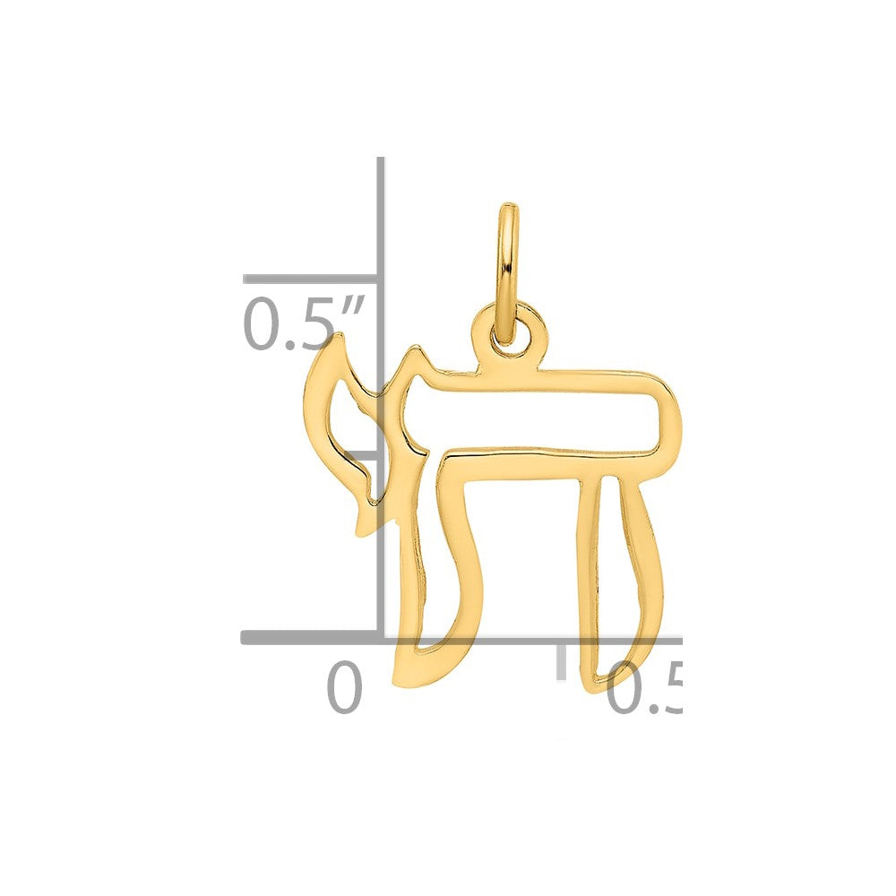 14K Gelbgold 14K Poliert Massiv Chai Symbol Outline Anhänger