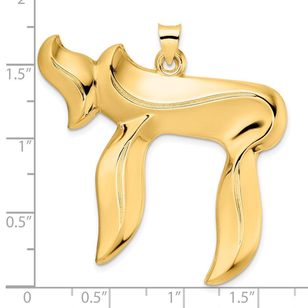 14K Gelbgold Polierter Massiver Chai-Symbol-Anhänger
