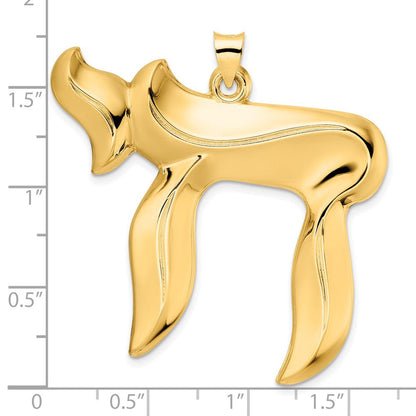 14K Gelbgold Polierter Massiver Chai-Symbol-Anhänger