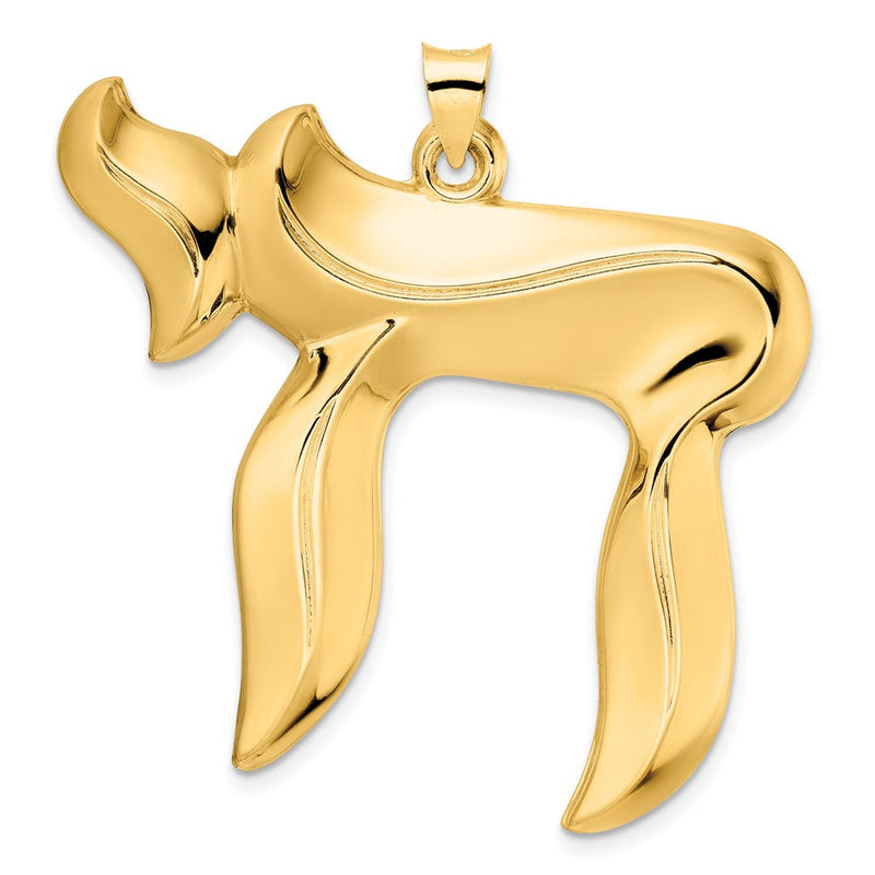 14K Gelbgold Polierter Massiver Chai-Symbol-Anhänger