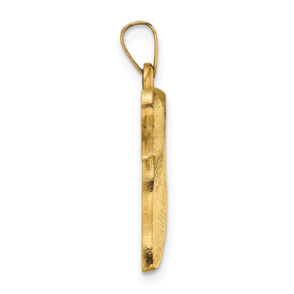 14K Gelbgold Chai-Symbol-Anhänger, massiv, gebürstet