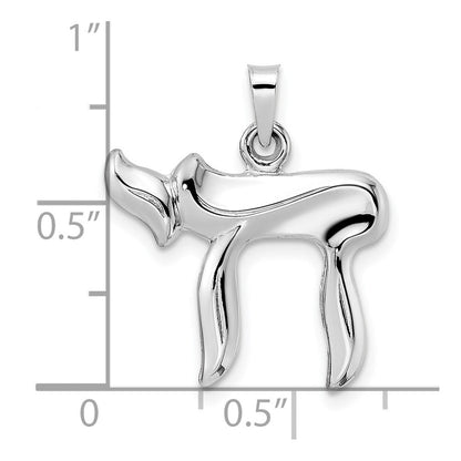 14K Weißgold 14K Weißgold Poliert Hohl Chai Symbol Anhänger