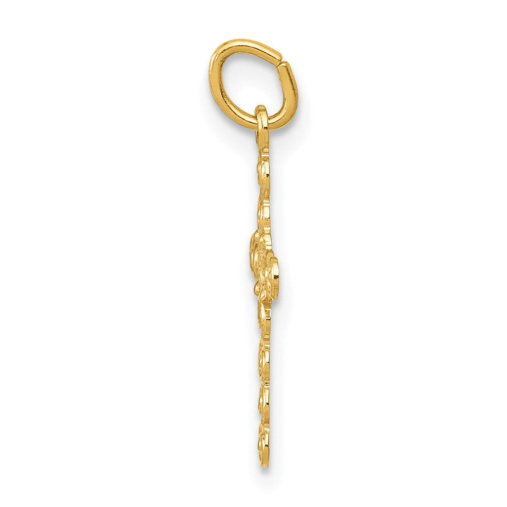 14K Gelbgold 14K Klein Poliert Kreuz Charm