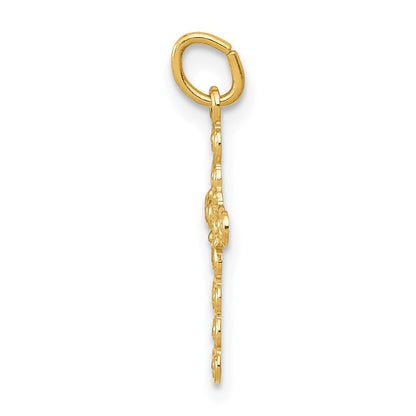 14K Gelbgold 14K Klein Poliert Kreuz Charm