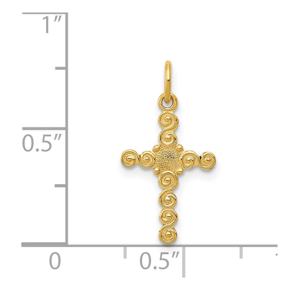14K Gelbgold 14K Klein Poliert Kreuz Charm