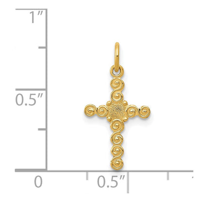 14K Gelbgold 14K Klein Poliert Kreuz Charm