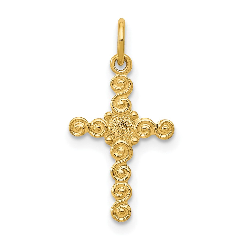 14K Gelbgold 14K Klein Poliert Kreuz Charm