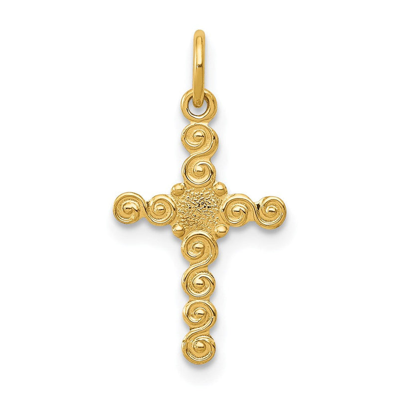 14K Gelbgold 14K Klein Poliert Kreuz Charm