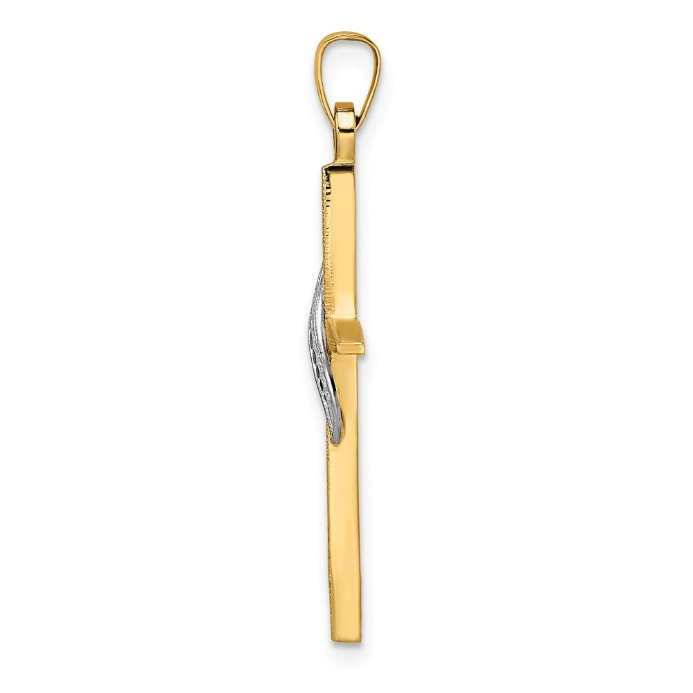 14K Bicolor-Gold Massiv-Methodisten-Kreuz-Anhänger