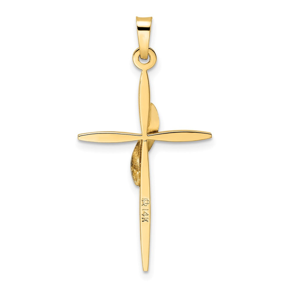 14K Bicolor-Gold Massiv-Methodisten-Kreuz-Anhänger