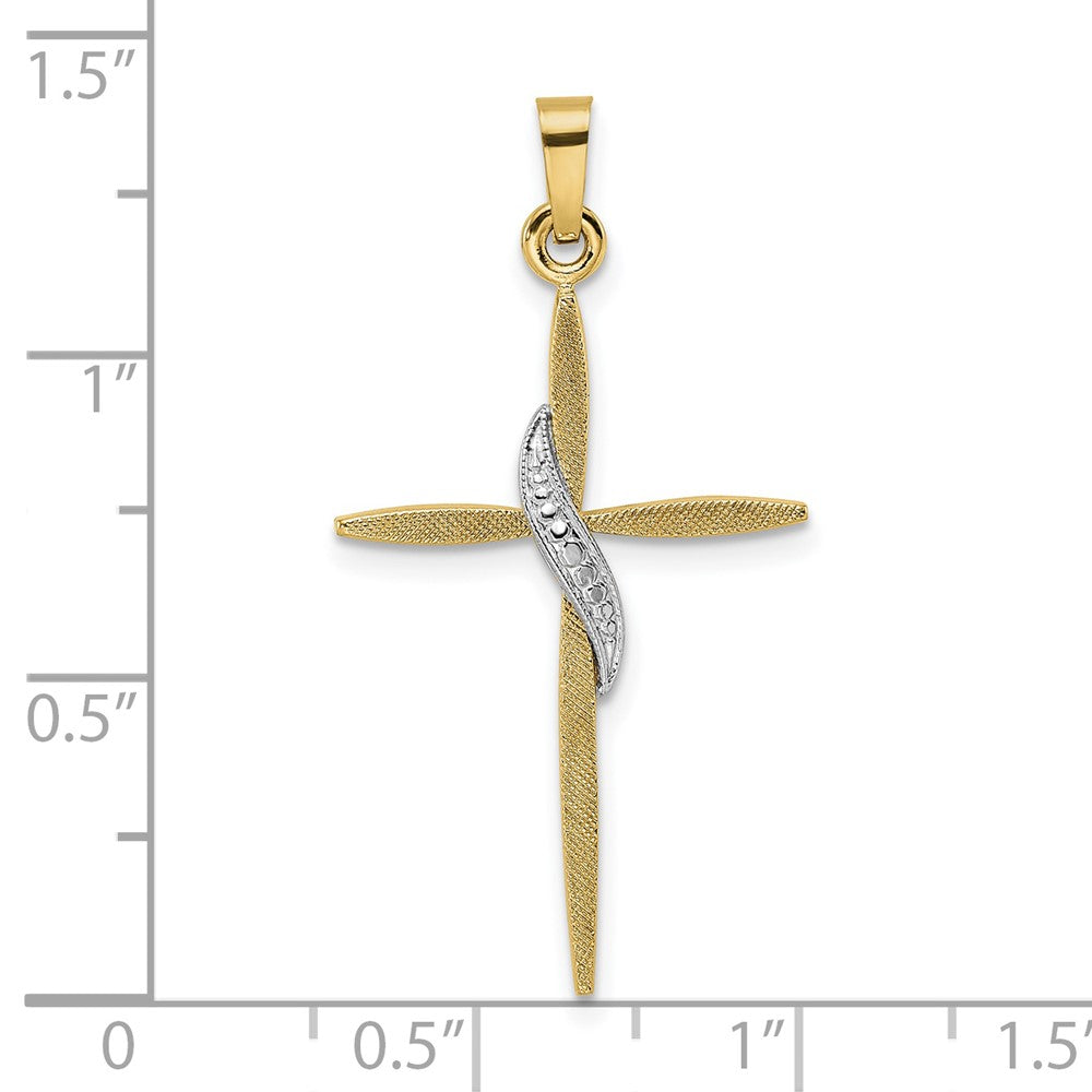 14K Bicolor-Gold Massiv-Methodisten-Kreuz-Anhänger