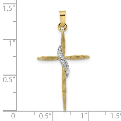 14K Bicolor-Gold Massiv-Methodisten-Kreuz-Anhänger