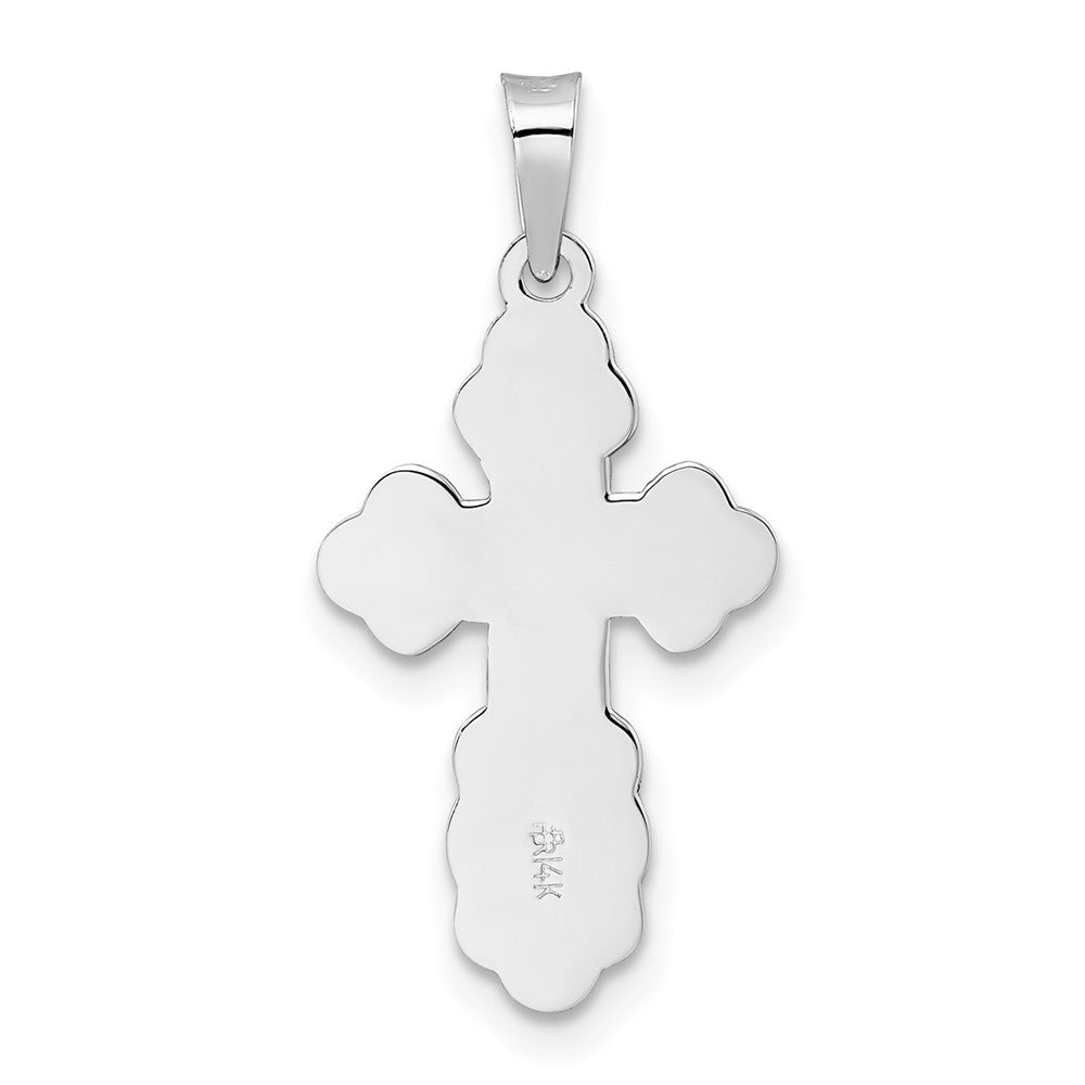14K Weißgold Polierter Solider Orthodoxer Kreuz-Anhänger
