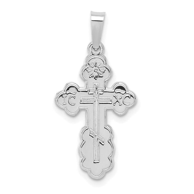 14K Weißgold Polierter Solider Orthodoxer Kreuz-Anhänger