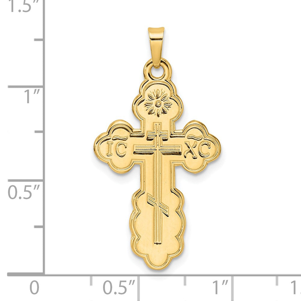 14K Gelbgold Polierter Massiver Orthodoxer Kreuz-Anhänger