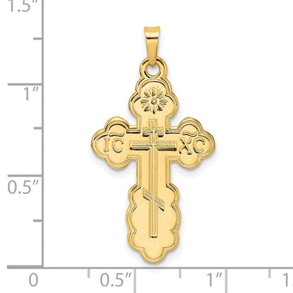 14K Gelbgold Polierter Massiver Orthodoxer Kreuz-Anhänger