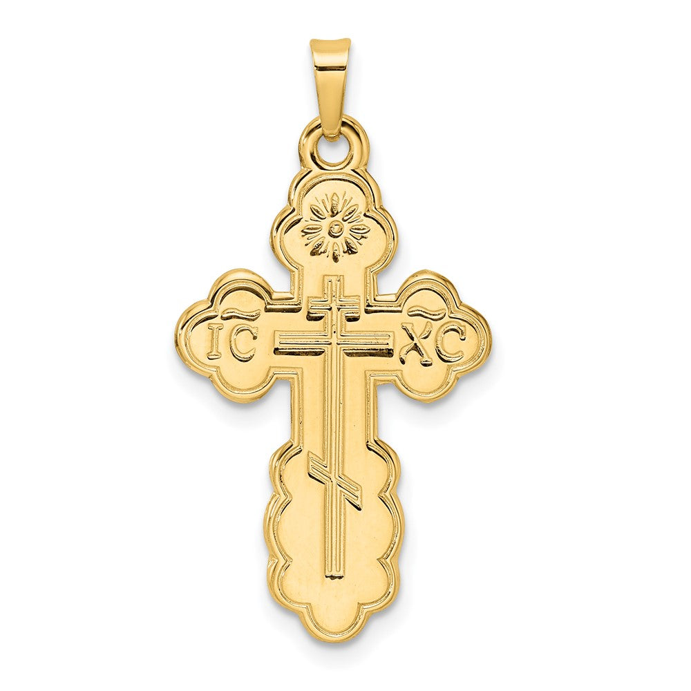 14K Gelbgold Polierter Massiver Orthodoxer Kreuz-Anhänger