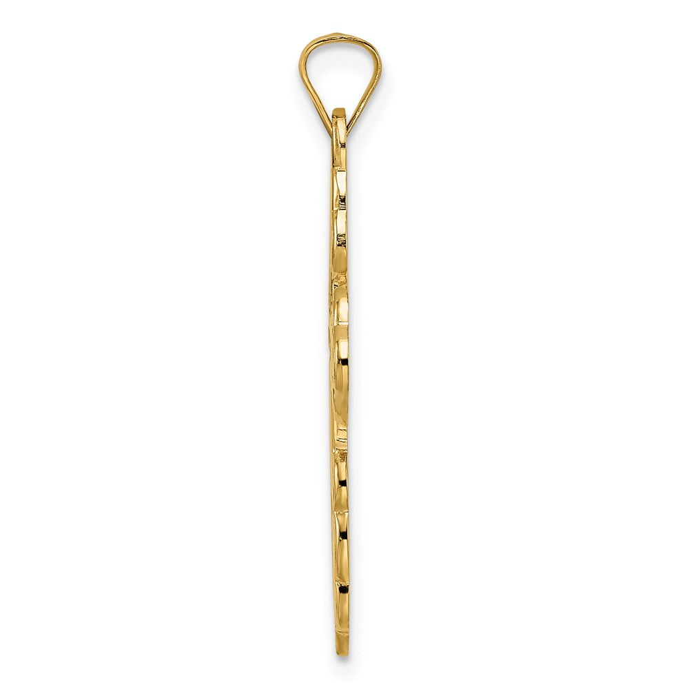 14 Karat Gelbgold Polierter Orthodoxer Kreuz-Anhänger mit blauem Emaille, massiv
