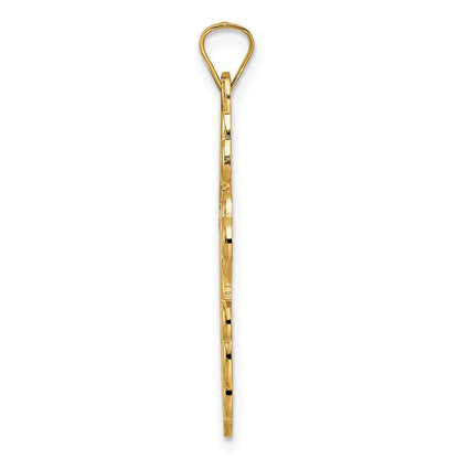 14 Karat Gelbgold Polierter Orthodoxer Kreuz-Anhänger mit blauem Emaille, massiv