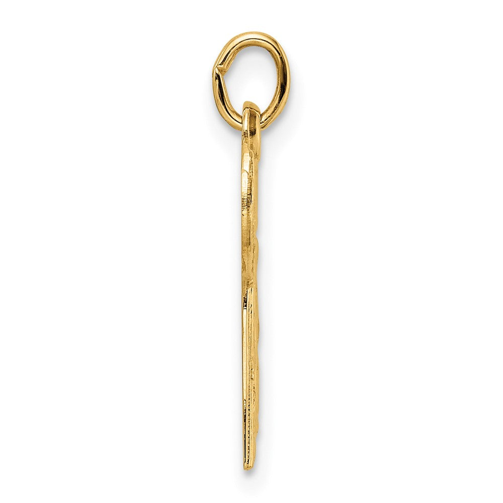 14K Gelbgold Polierter und Strukturierter Massiver Chai-Symbol-Anhänger
