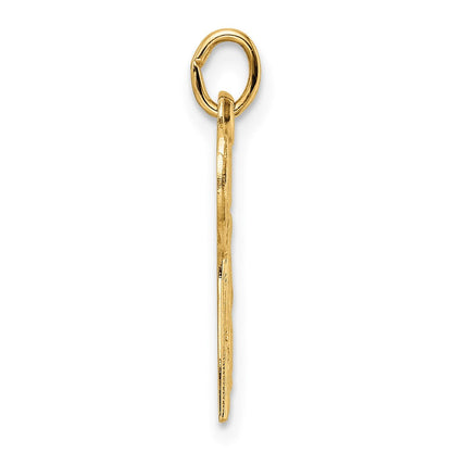 14K Gelbgold Polierter und Strukturierter Massiver Chai-Symbol-Anhänger