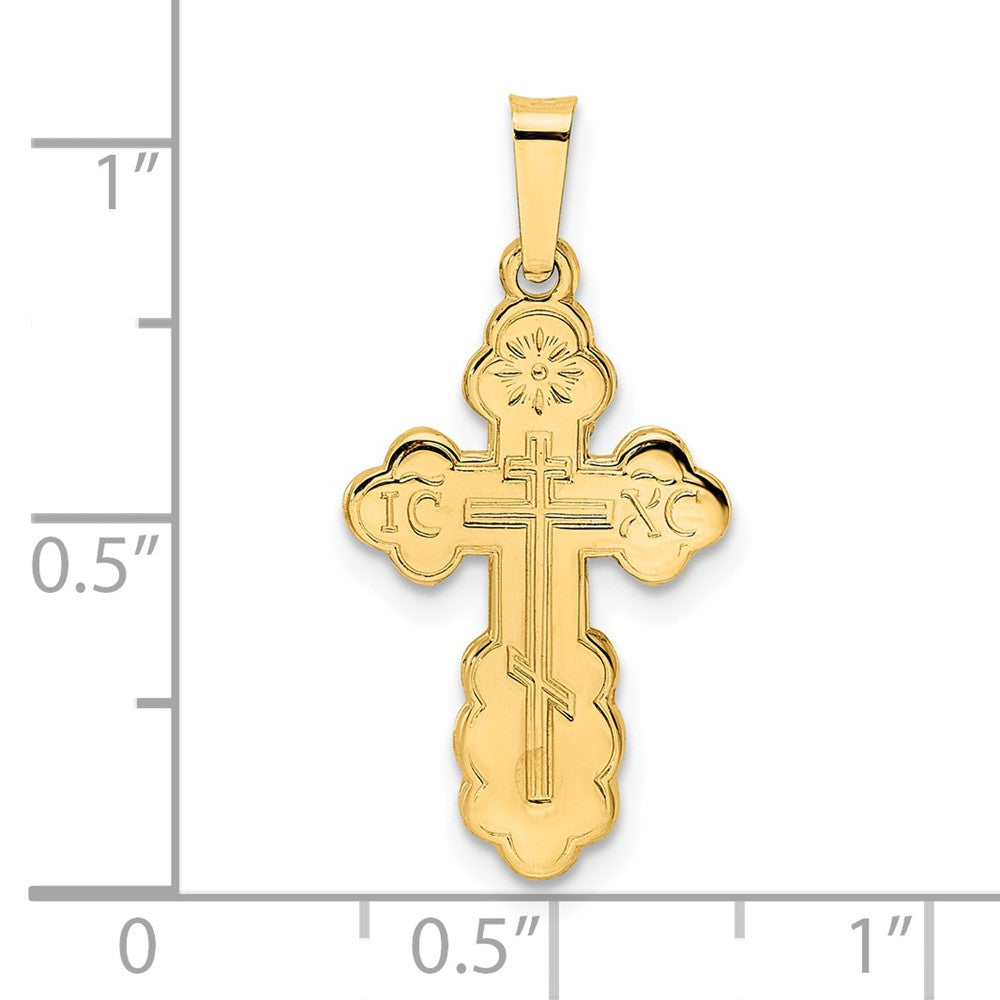 14K Gelbgold Polierter Orthodoxer Massiver Kreuz-Anhänger