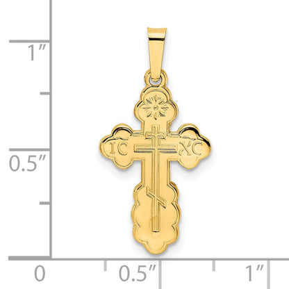 14K Gelbgold Polierter Orthodoxer Massiver Kreuz-Anhänger