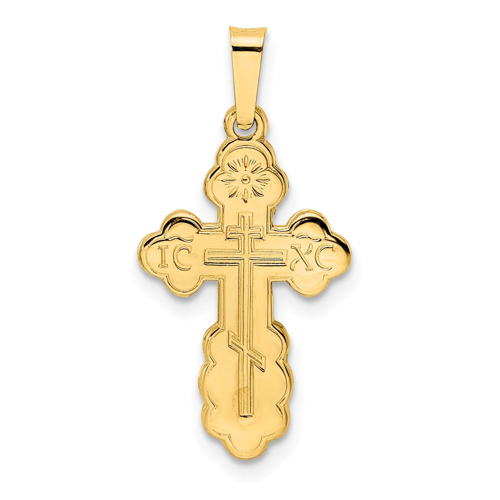 14K Gelbgold Polierter Orthodoxer Massiver Kreuz-Anhänger