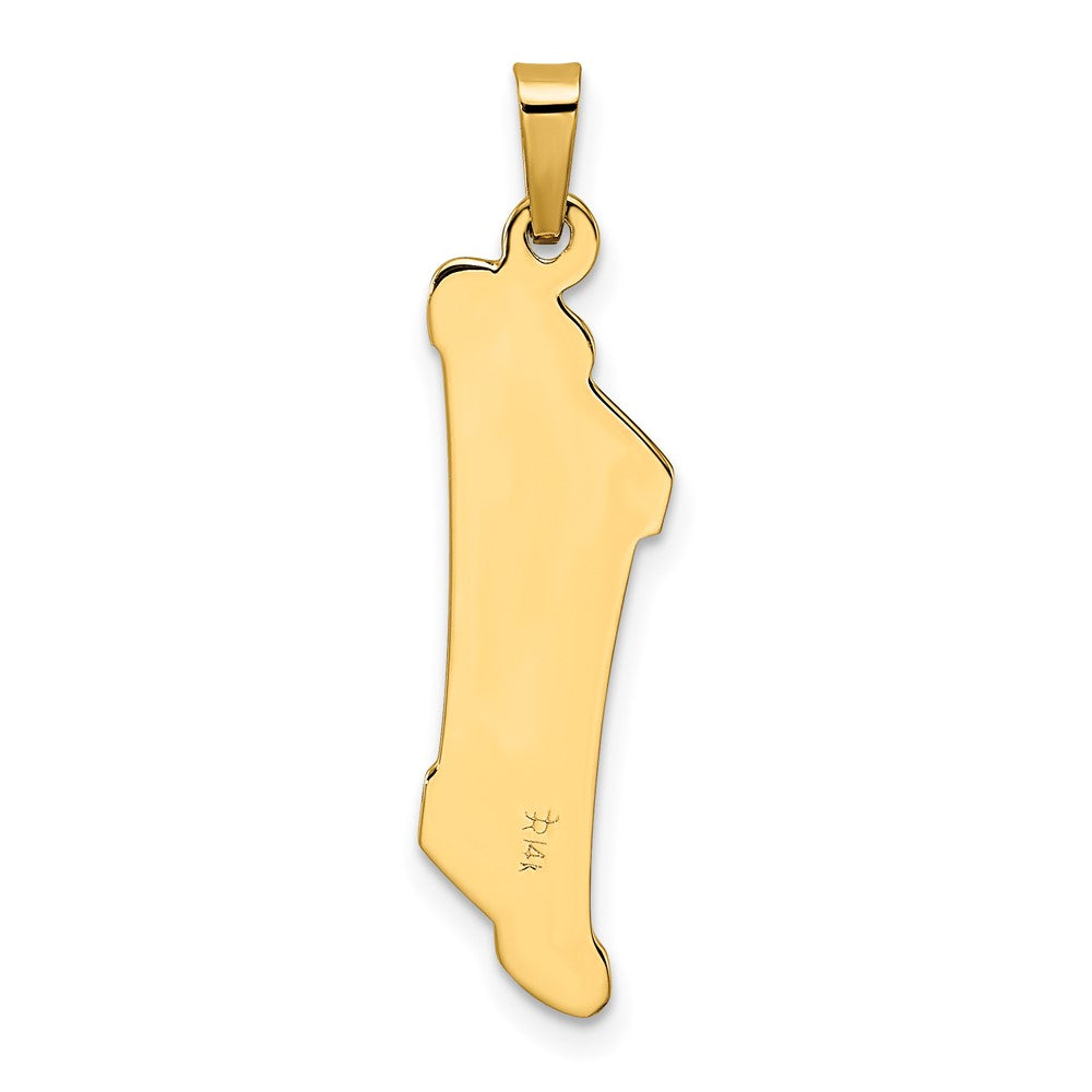 14K Bicolor 14K Bicolor Poliert und Strukturiert Hohl Mezuzah Anhänger