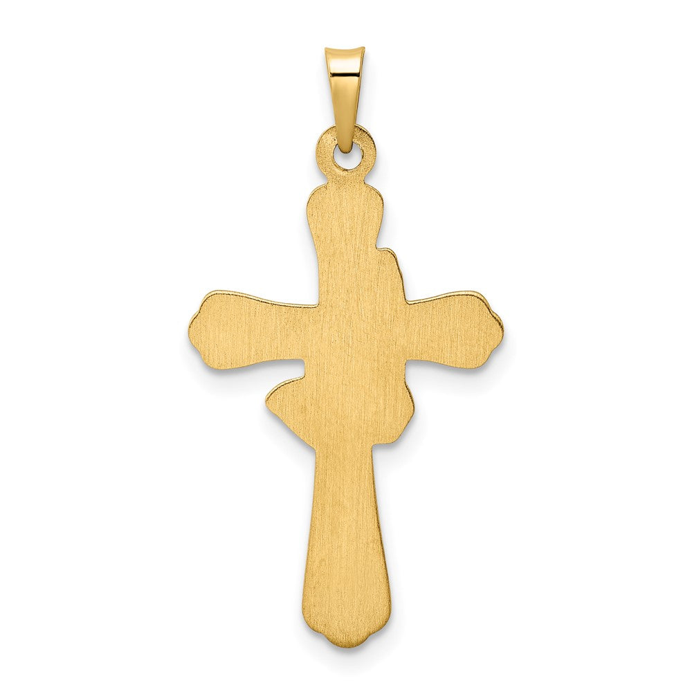 14K Gelb & Rhodium Poliert Hohl Betend Hands Kreuz Anhänger