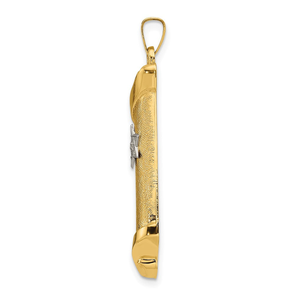 14K Bicolor 14K Bicolor Hohl Mezuzah und Stern Anhänger