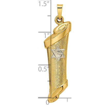 14K Bicolor 14K Bicolor Hohl Mezuzah und Stern Anhänger