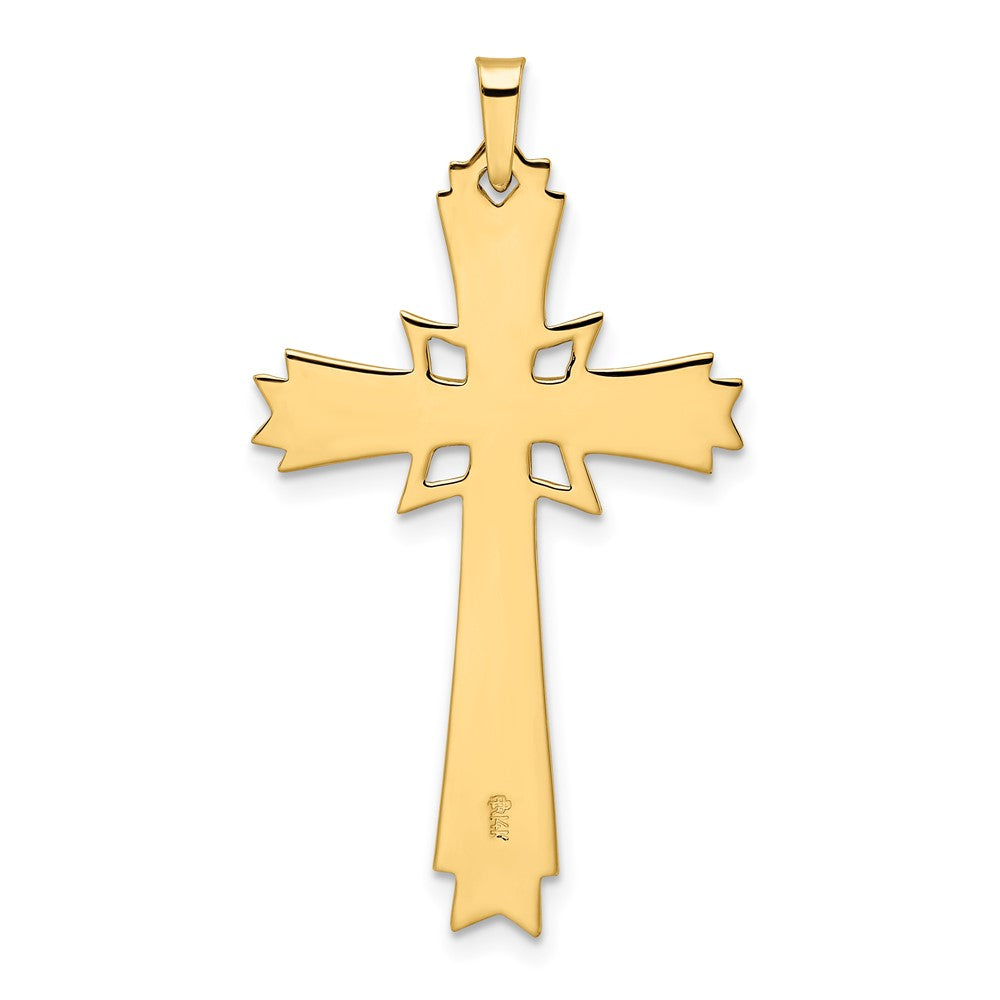14K Gelbgold Polierter Massiver Fantasie-Kreuz-Anhänger