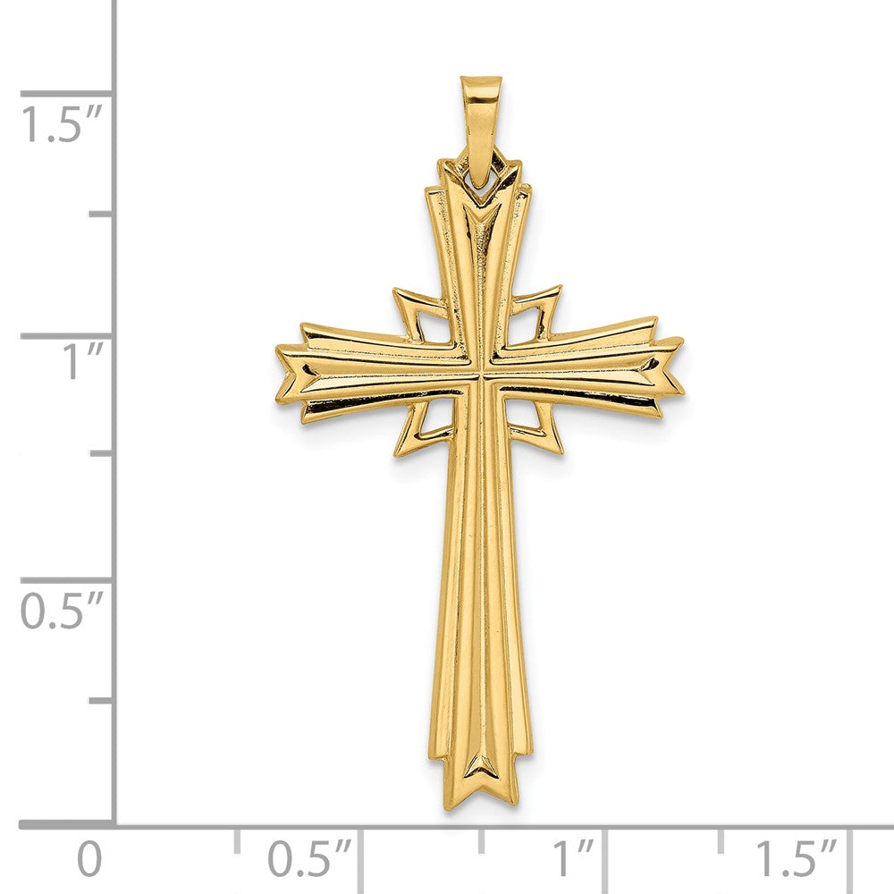 14K Gelbgold Polierter Massiver Fantasie-Kreuz-Anhänger