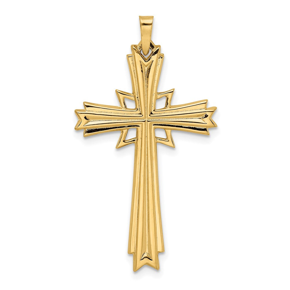 14K Gelbgold Polierter Massiver Fantasie-Kreuz-Anhänger